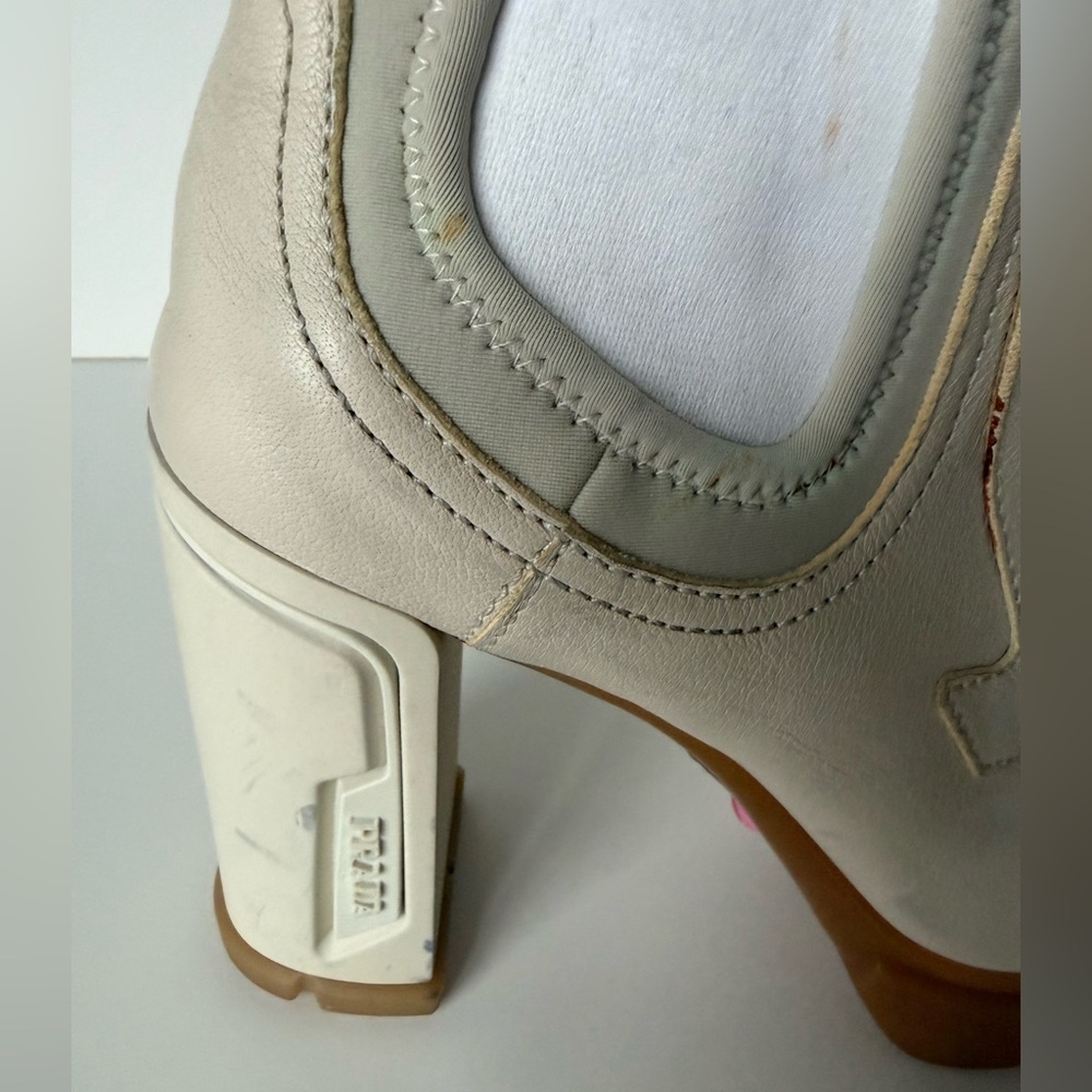 Prada Women's Cream Heeled Boots Size 40 - Picture 6 of 12